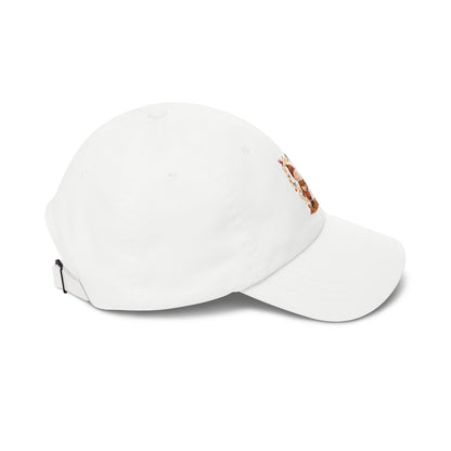 Nostalgic Comic Pup White Dad Cap — Classic Cotton Baseball Hat