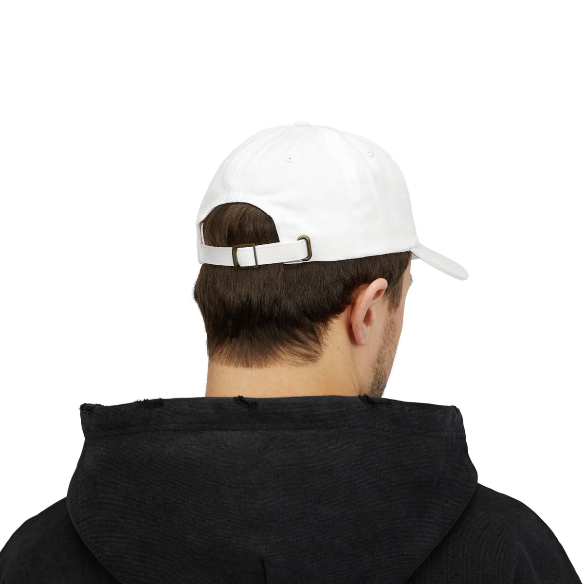 Nostalgic Comic Pup White Dad Cap — Classic Cotton Baseball Hat