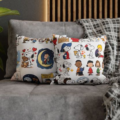 Vintage Comic Strip Throw Pillow - Cute Cartoon Characters Allover Print