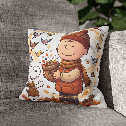 Autumn Kids Pillowcase — Cozy Fall Cartoon Scene
